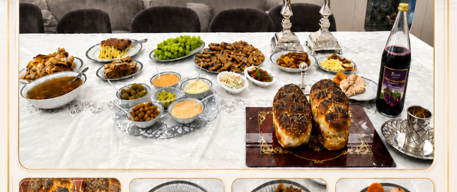 Friday night at the Greens' — challah, candles, and a set Shabbat table